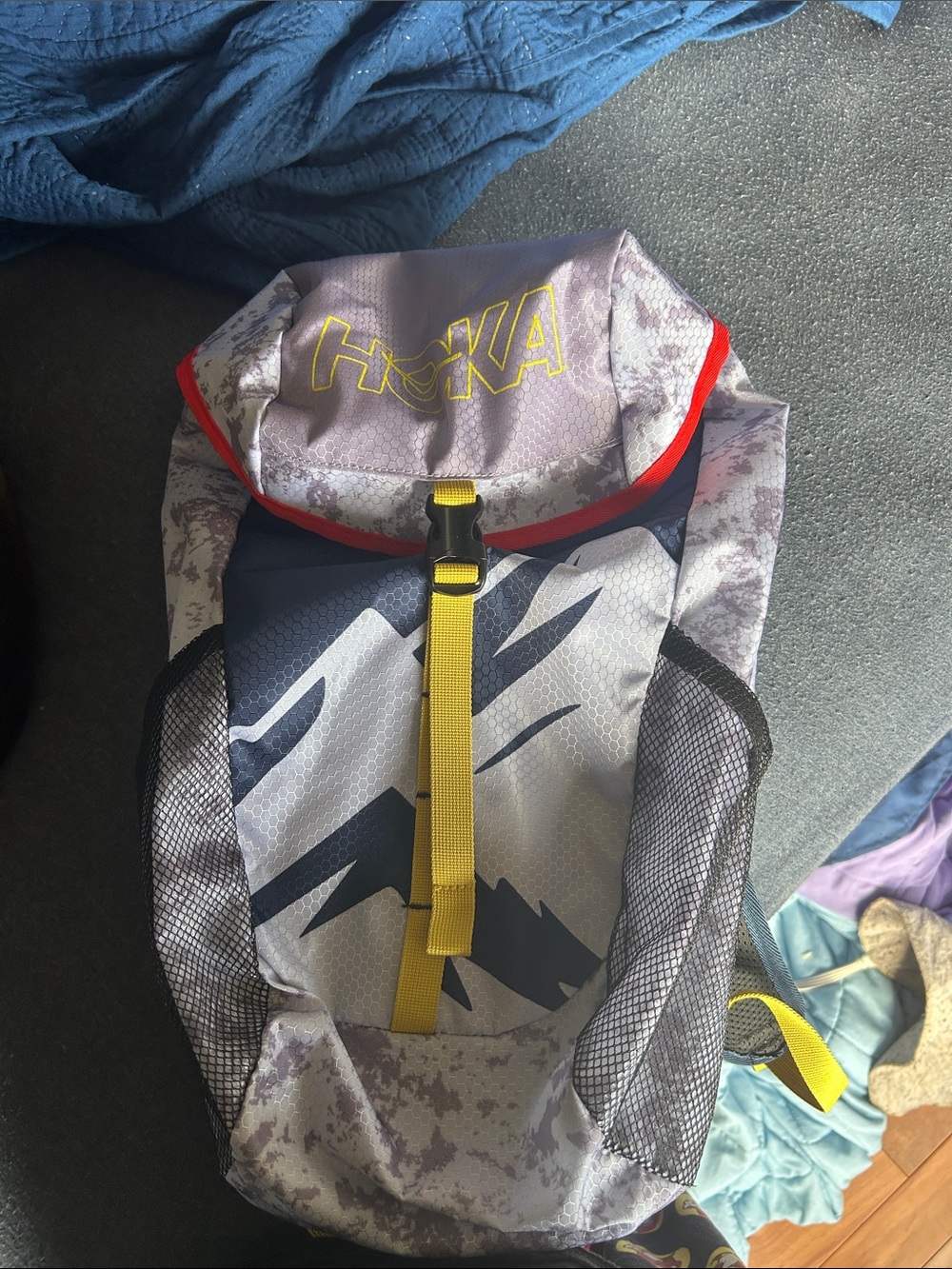 Hoka Men's Gray, Yellow & Red Trail Backpack